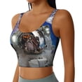 thumbnail image 2 of Fotbe Astronaut in Outer Space Pattern Womens' Sports Bra Longline Wirefree Padded with Medium Support Sports Moisture-Wicking Workou Vest,Tank Top-X-Large, 2 of 7