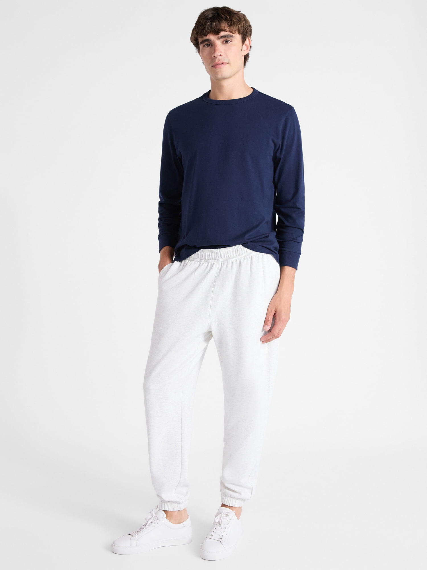 Free Assembly Men's Everyday Cotton Tee with Long Sleeves, Sizes XS-3XL