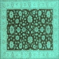 thumbnail image 1 of Ahgly Company Machine Washable Indoor Square Oriental Turquoise Blue Traditional Area Rugs, 4' Square, 1 of 4