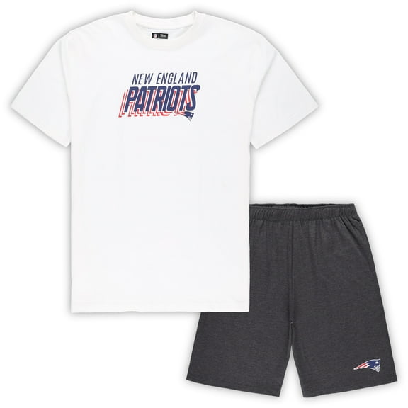 Men's Concepts Sport White/Charcoal New England Patriots Big & Tall Top and Shorts Set