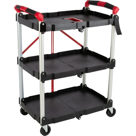 Stalwart Folding Cart - Collapsible Cart with 50lb Capacity Per Shelf