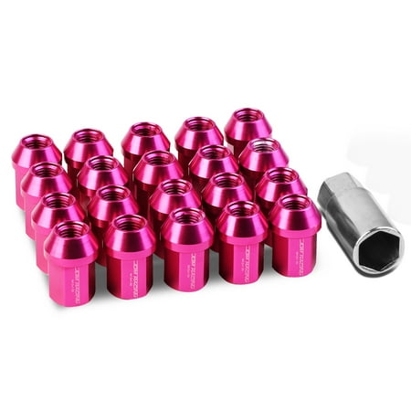 4 Wheel Drive Spindle Nut - 20-Piece M12 x 1.5 Aluminum Alloy Wheel Lug Nuts + Deep Drive Extension (Pink)