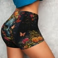 thumbnail image 2 of KLL Butterfly Flower Skull A Pattern Workout Shorts for Women Scrunch Short Gym Yoga Running Sport Active Exercise Fitness Shorts, 2 of 5