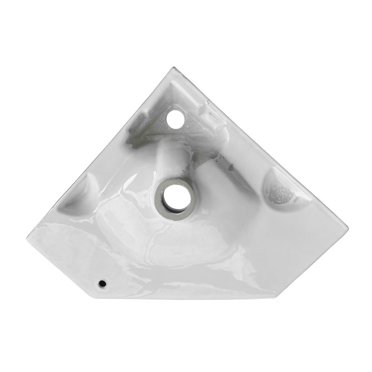 Renovators SupplyAlexander III 24" White Corner Wall Mounted Modern Bathroom Sink Combo w/Faucet, Drain and Overflow