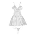 thumbnail image 2 of Henpk New Arrivals 2024 Now Trending 2024 Sexy Lingerie For Women Naughty For Sex Lingerie Plus Size Clearance Womens Satin Nightgown V Neck Sleepwear Satin Lace Chemise Lingerie Nightwear Se White L, 2 of 3