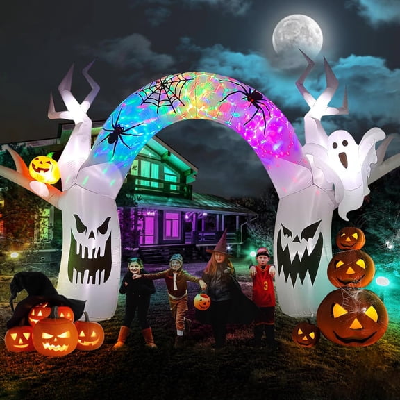 Kalolary 17FT Halloween Inflatable with Colorful Pumpkin & Ghost – Built-in LED Lights for Yard, Lawn, Garden, Indoor & Outdoor Halloween Party Decorations
