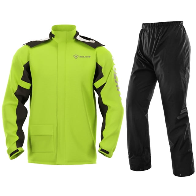 (Con Video) Chubasquero Cuerpo Entero para Motocicleta SULAITE Y Pantalones Impermeables Conjunto Dividido Ropa Protectora para Montar Al Aire Libre Con Cubrezapatos Ocultos Verde (XXL)