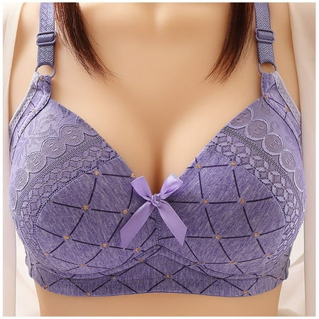 

AIEOTT Wirefree Bras for Women Plus Size Adjustable Shoulder Straps Lace Bra Wirefreee Extra-Elastic Bra Active Yoga Sports Bras 42C/D-48C/D Summer Savings Clearance