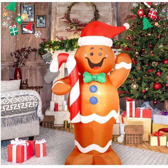 5 Feet Christmas Inflatable Gingerbread Man Yard Decoration Giant Build-in Light