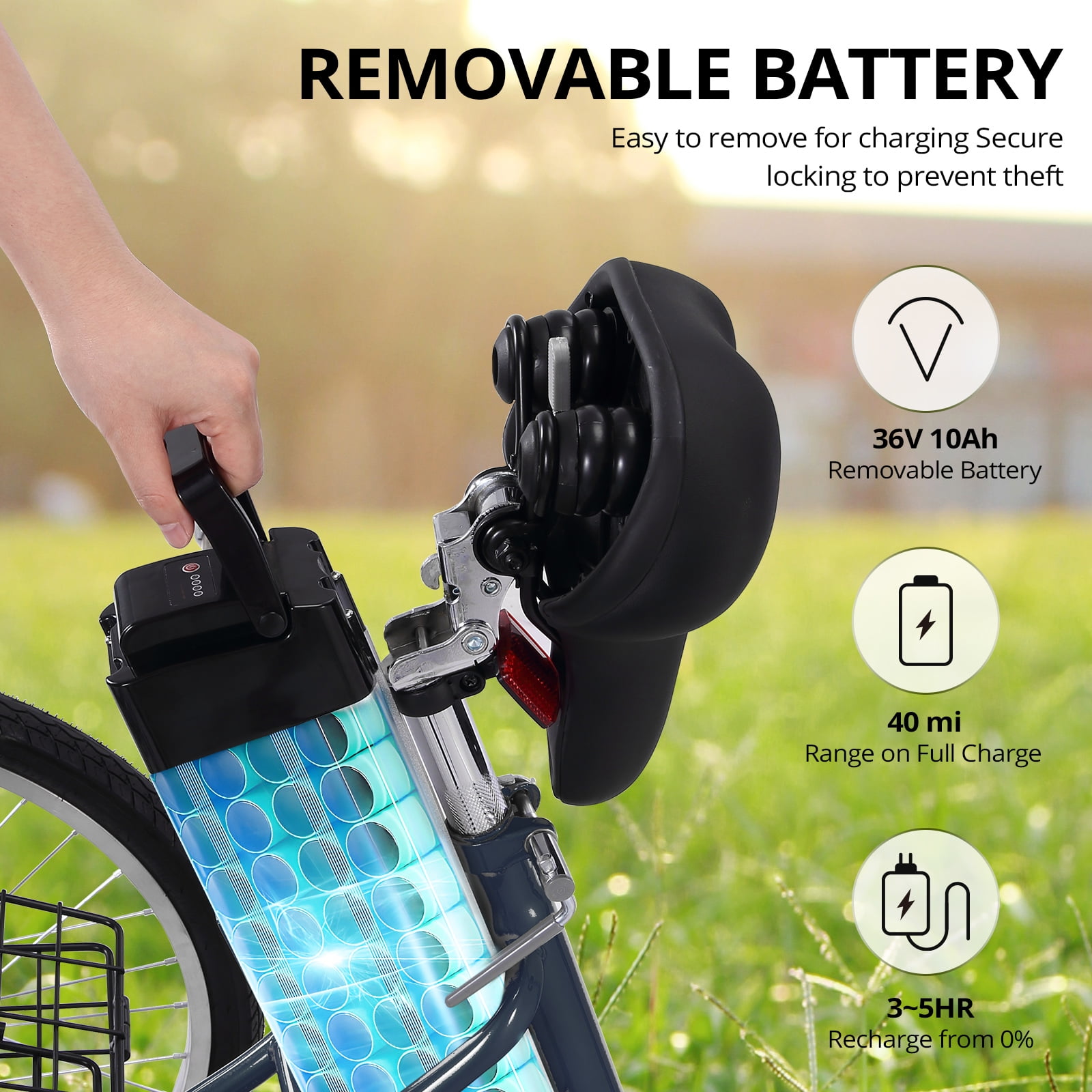 2025 New Electric Trike, Ebike Trike with Basket, Folding Tricycle, 250W Brushless Motor, LCD Display, 36V Removable Battery, 3 Wheel Electric Bicycle for Men Women Senior, Adults Tricycle