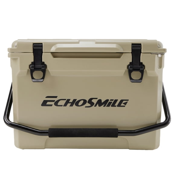 25Qt Khaki Rotomolded Insulated Cooler Box, Heavy-Duty Ice Chest for Camping & Outdoor