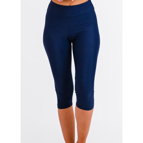 Calypsa Women's and Women's Plus High Waisted Capri Swim Leggings