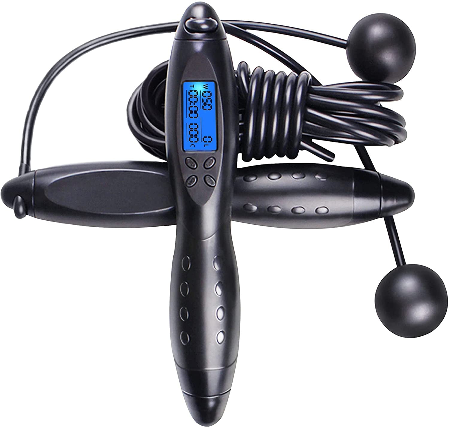 Adjustable Ropeless Jump Rope & Counter Jump Rope Speed Skipping Gym Exercise US 