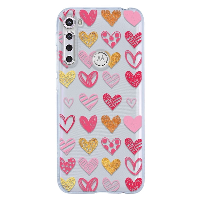 Funda Para Moto One Fusion Corazones, Uso Rudo, InstaCase Protector para Moto One Fusion Antigolpes, Case Corazones