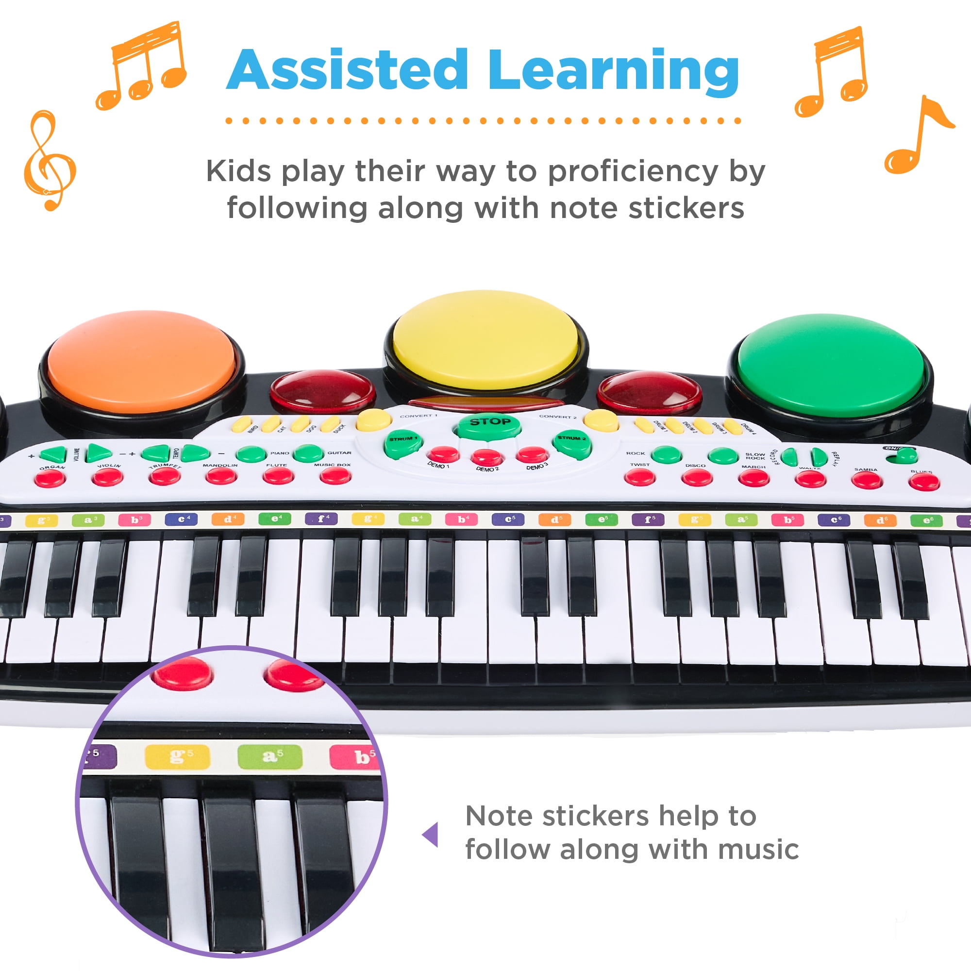 Best Choice Products 37-Key Kids Electronic Piano Keyboard w/ Multiple Sounds, Lights Microphone, Stool - Black