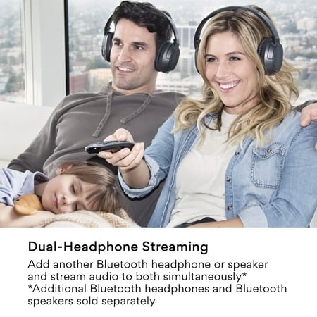 MEE audio - Connect T1CMA Wireless TV Headphone System with Over-the-Ear Headphones and Bluetooth Audio Transmitter - Black