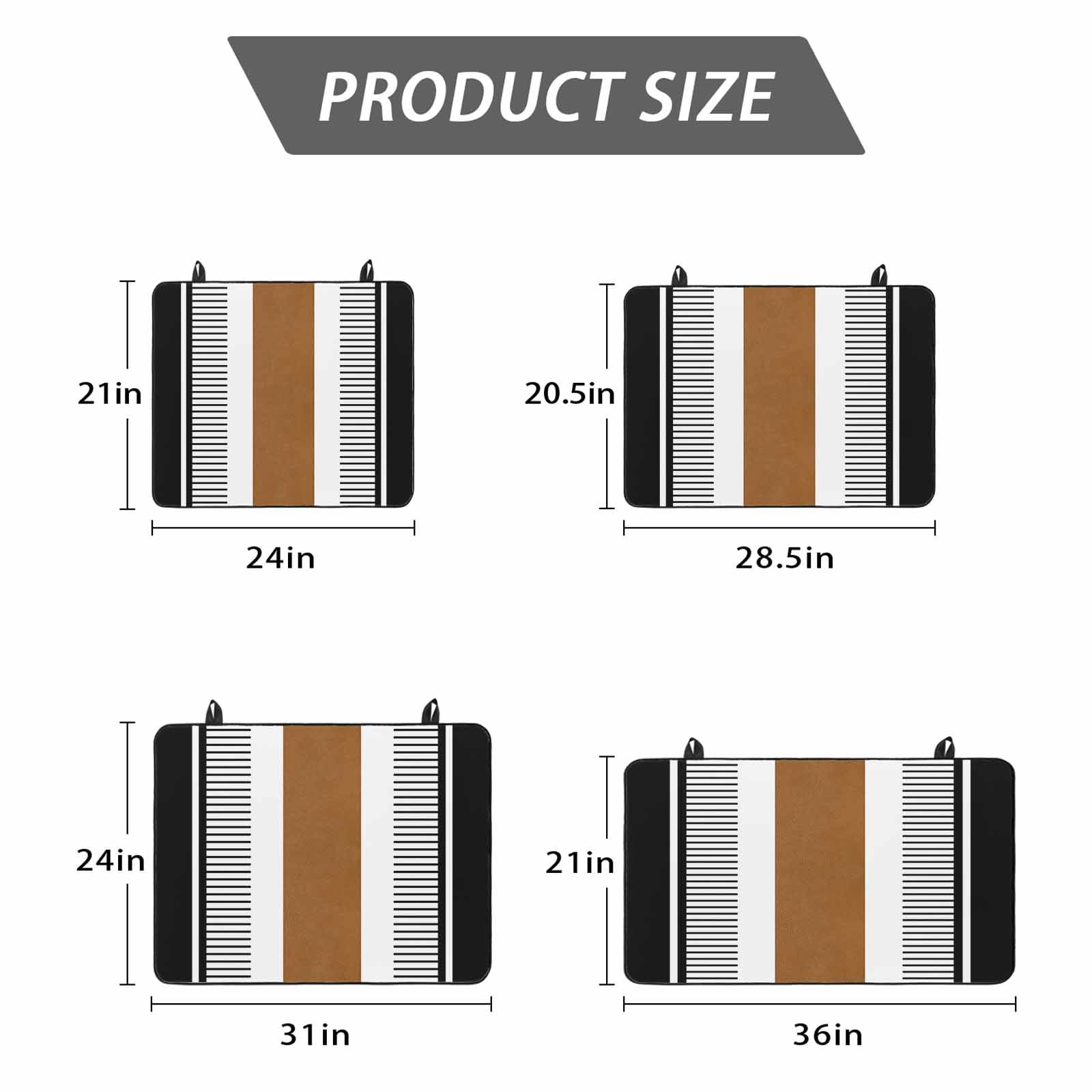 Modern Brown Black Stove Top Cover for Electric Stove, Heat-proof & Non Slip Glass Top Stove Cover Protector, Boho Contemporary Geometric Striped Kitchen Flat Cooktop Rubber Mat 24x21 Inches
