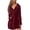 Wine, variant on SELONE Fluffy Robes for Women Plus Size Fleece Towel Robe Lace up Long Sleeve Nightwear with Pockets Lounging Clothes