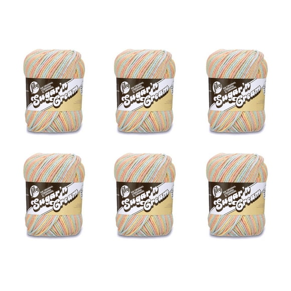 Lily Sugar'N Cream Super Size Buttercream Yarn - 6 Pack of 85g/3oz - Cotton - 4 Medium (Worsted) - 150 Yards - Knitting/Crochet