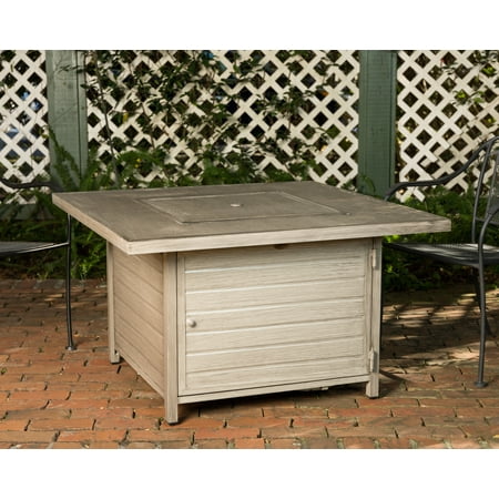 Fire Sense - Langhorne Square Aluminum LPG Fire Pit - Barnwood