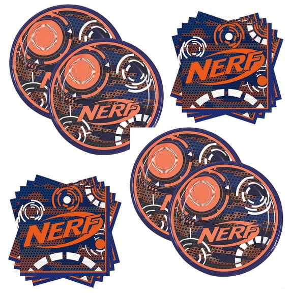 Nerf Dessert Plates and Napkins Set for 16 Guests