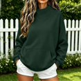 thumbnail image 6 of Womens Mock Neck Sweatshirts Oversized Pullover Fall Outfits Fall Fashion Clothes 2026,Long Sleeve,Comfort Soft Fleece,Casual Travel Work Hiking Outfit Green S, 6 of 7