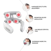 Neck Massager,Portable Neck Relaxation Device,4-Head Portable Vibrating Neck Massager with 6 Vibration Modes & 15 Intensity Levels