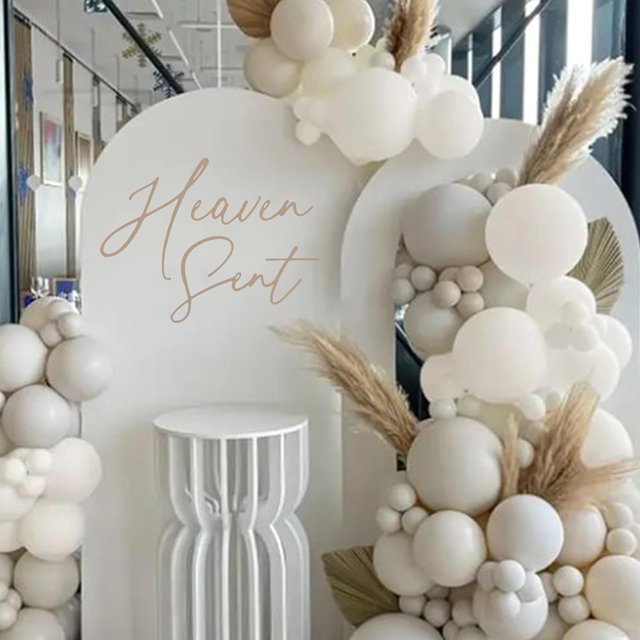 Eurteka Heaven Sent Decal - Baby Shower Decorations, Gender Reveal Party Balloon Arch Sign, Heaven Theme Birthday Party Supplies (Heaven Sent Decal Brown)