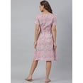 thumbnail image 6 of Jansaya Indian Round Neck Half Sleeve Floral Light Pink Cotton Western Dress For Women, 6 of 7