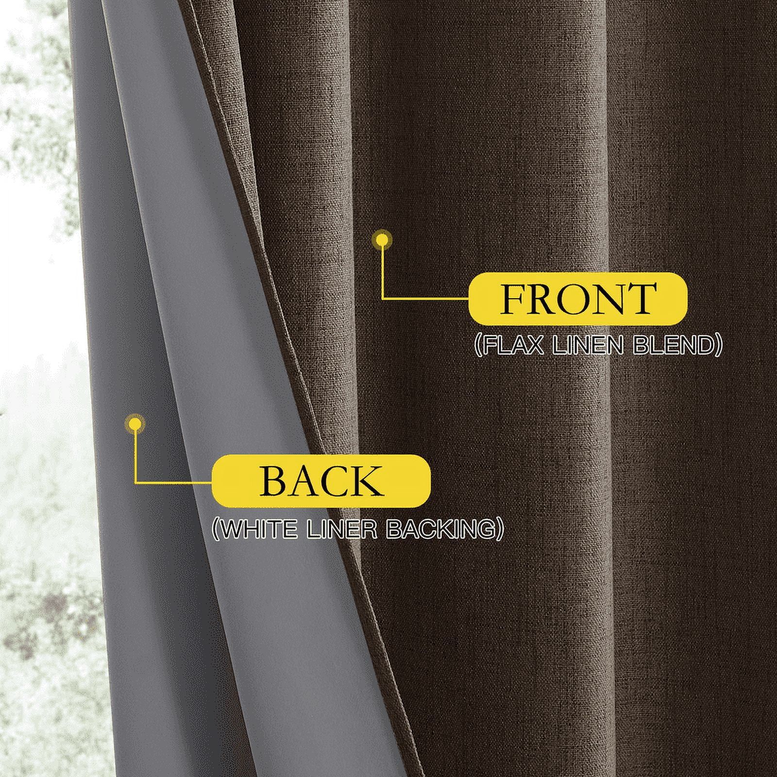 NICETOWN Full Blackout Energy Saving Curtains, Faux Linen Soundproof Modern Grommet Noise Reducing Drapes for Bedroom, W62 x L84, Coffee, 2 Panels