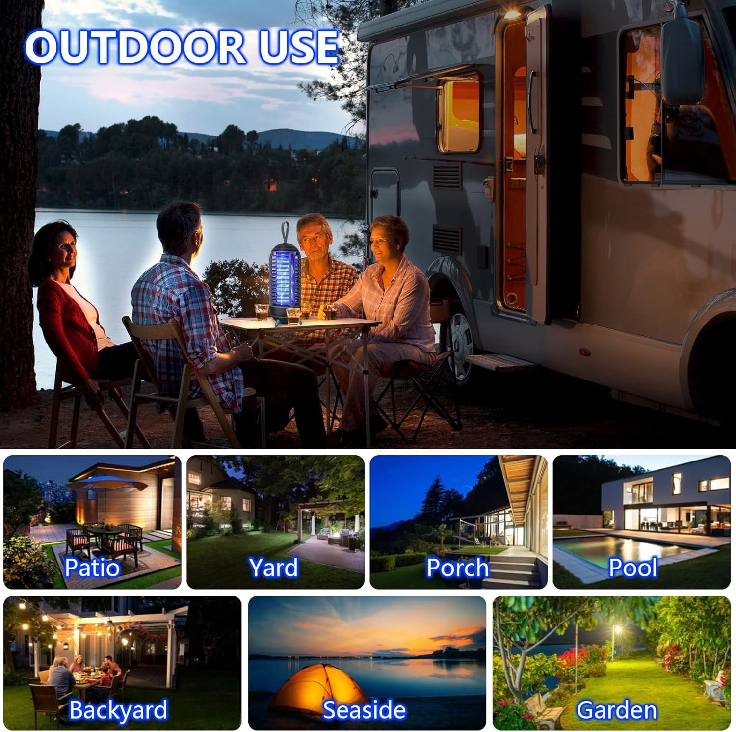 Cordless Bug Zapper Outdoor Rechargeable 2 in 1 Wireless Mosquito Killer Lamp 2500mAh Bug Zapper Electric Trap Ideal Fly Zapper Indoor for Patio, Home, Backyard, Yard, Garden, Campsite (Black)