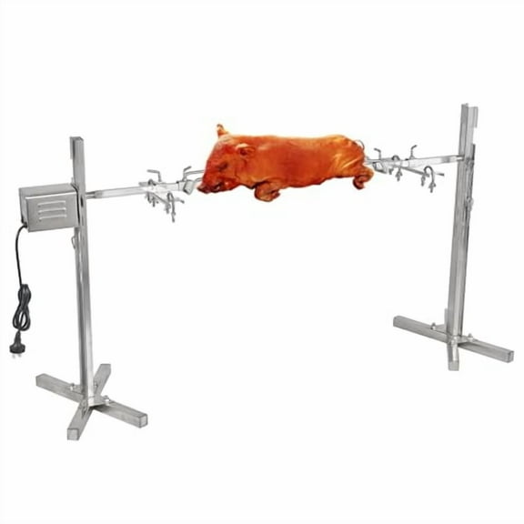 iMeshbean Barbecue Grill Stainless Steel Large Grill Rotisserie Spit Roaster Rod Charcoal BBQ Pig Chicken 15W Motor Kit for Outdoor Cooking Meat, Load Capacity Up to 78 lb