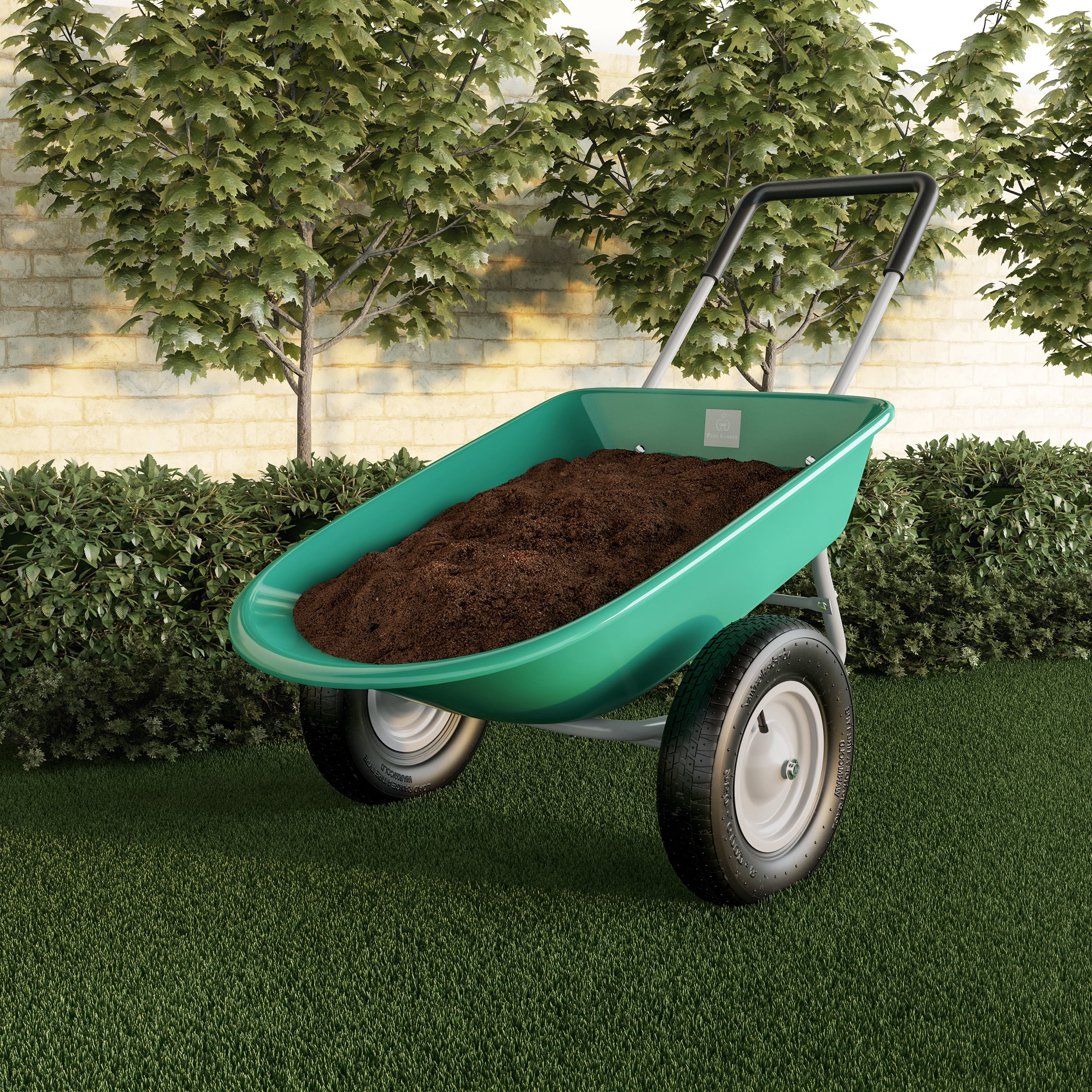 Garden Cart Wheelbarrow Wagon Poly Pull Dump Utility Black Polyester Liner 600D 