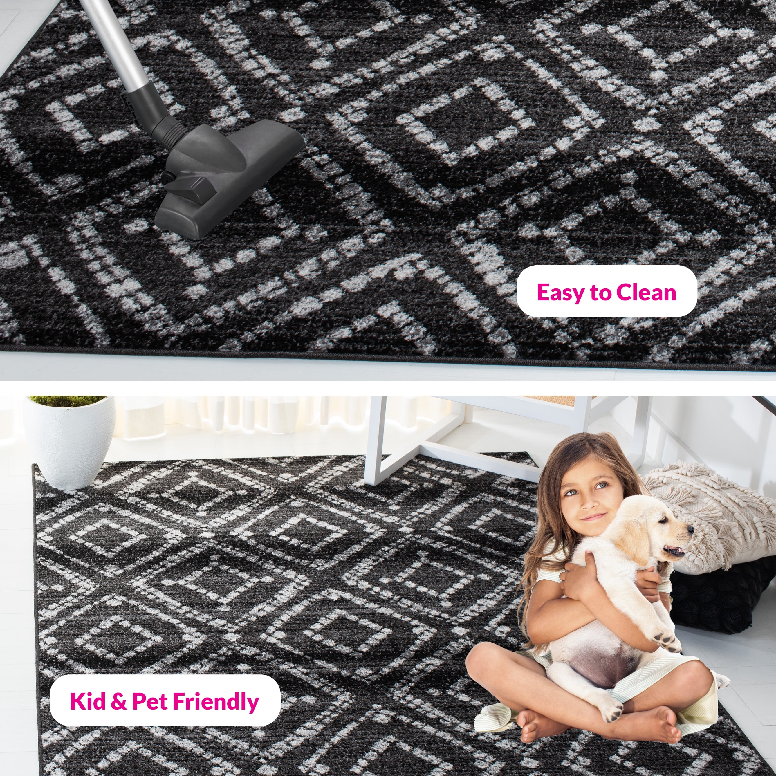 Safavieh Adirondack Lecia Geometric Area Rug, Black/Ivory, 5'1" x 7'6"