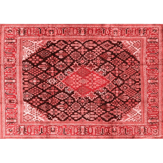 Ahgly Company Indoor Rectangle Medallion Red Traditional Area Rugs, 5' x 7'