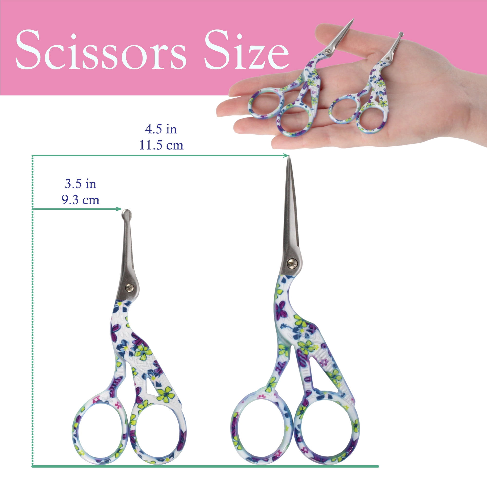 Stork Bird Rounded Safety Tip Embroidery Craft Stainless Steel Crane Scissors - Purple - 20 Pairs