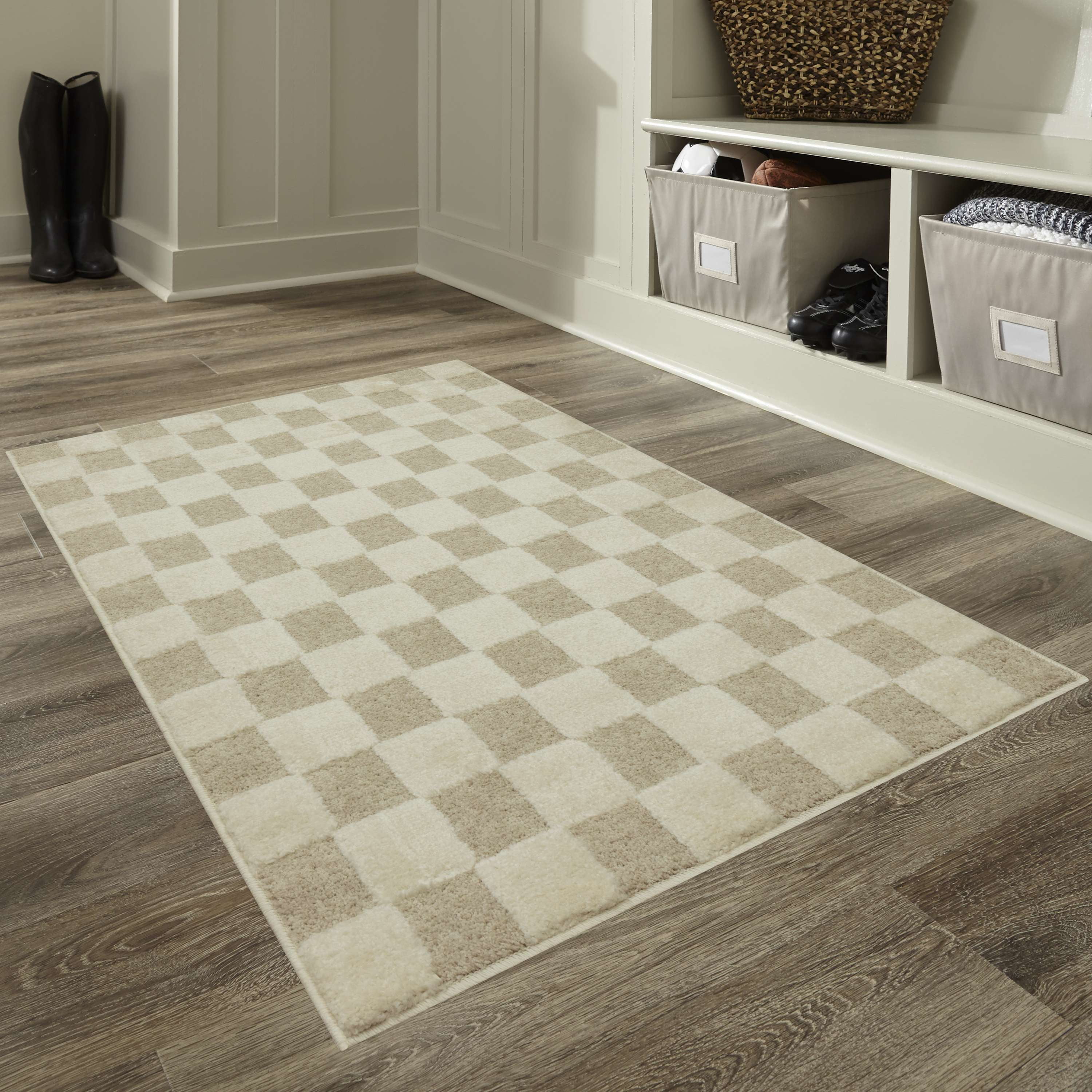 Mainstays Plush Check Ivory Indoor Accent Rug