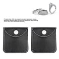 thumbnail image 3 of 2pcs Headphone Storage Bag Button Closure Thickened PU Leather Headphone Protection Pouch Black, 3 of 4