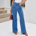 thumbnail image 7 of Wutalume High Waisted Jeans for Women Vintage Style Straight Leg, Retro Wash Denim Pants for Timeless Everyday Comfort,Sky Blue S, 7 of 7
