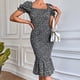 thumbnail image 3 of Vestido Sexy De Verano Mujer Bodycon Vestidos largos Manga corta con volantes Vacaciones Vacaciones (Negro L) Ygjytge para Mujer Negro T S, 3 of 6
