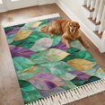thumbnail image 2 of Kitchen Runner Rugs, Abstract Leaf Geometric Art 4'x6' Throw Rug with Tassels, Retro Gradient Leaves Washable Soft Floor Carpet Runner for Hallway Bedroom Bathroom Laundry Room, 2 of 9