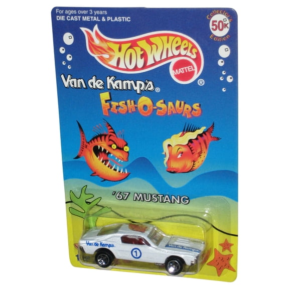 Hot Wheels Van de Kamps 50K Fish-O-Saurs (1996) White '67 Mustang Toy Car