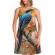 thumbnail image 1 of Easygdp Bluebird Blossom Elegance para Vestido Transpirable de Mujer, Vestido Suelto de Manga Corta con Pliegues y Bolsillos para el Verano, 1 of 7
