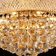 French Empire Crystal Chandelier in Gold, 9 Lights Modern Luxury Ceiling Lamp with 3000K LED Bulbs, Dimmable Lighting for Dining Room & Living Room