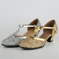 thumbnail image 4 of Latin Dance Shoes Woman Ladies 4cm High Heel Ballroom Jazz Dancing Shoes Gold Silver Dance Shoes for Women DS104 (Silver Rubber,39(Foot 24.5cm)), 4 of 7