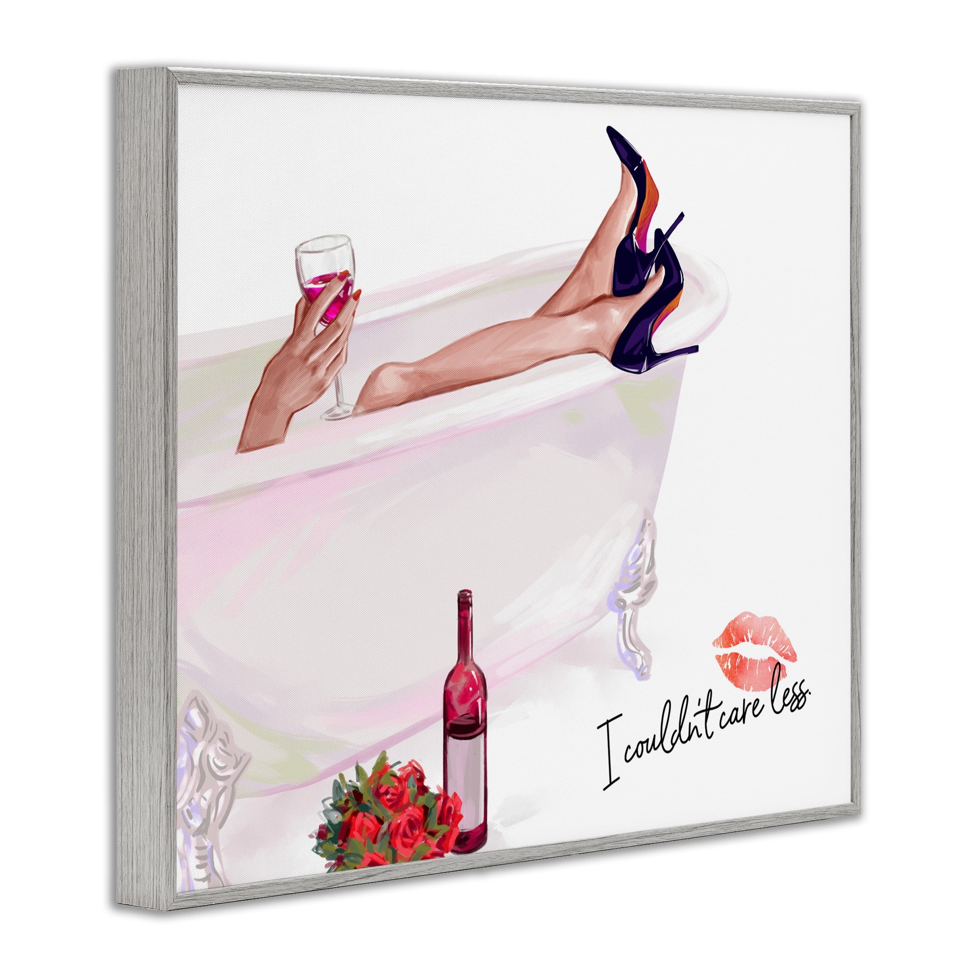 Couldn't Care Less Tub Gray Framed Giclee Art, design by Ziwei Li