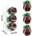 thumbnail image 3 of 3PCS Christmas Plaid Ball Ornaments Burlap Foam 3.93'' Black & Red Buffalo Plaid Fabric Ball Ornaments with Pine Cones and Greenery, Plaid Christmas Tree Hanging Ball Ornaments Festive Decoration, 3 of 9