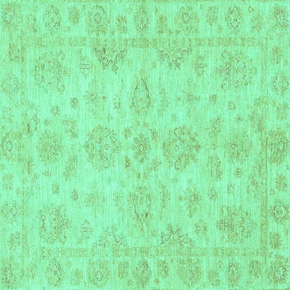 Ahgly Company Indoor Square Oriental Turquoise Blue Traditional Area Rugs, 3' Square