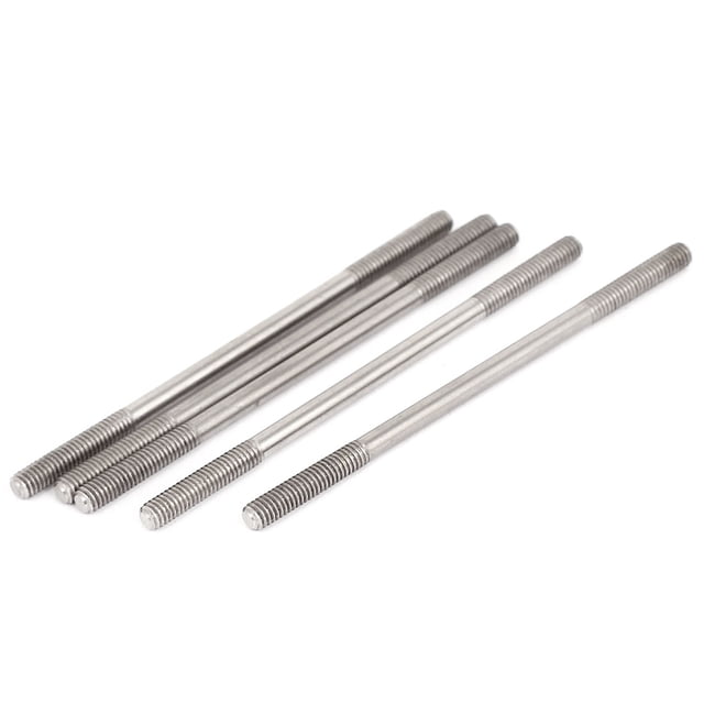 Unique Bargains M4x80mm 304 Acier Inoxydable Double Extrémité Fileté Vis Boulon Ton Argent 5Pcs