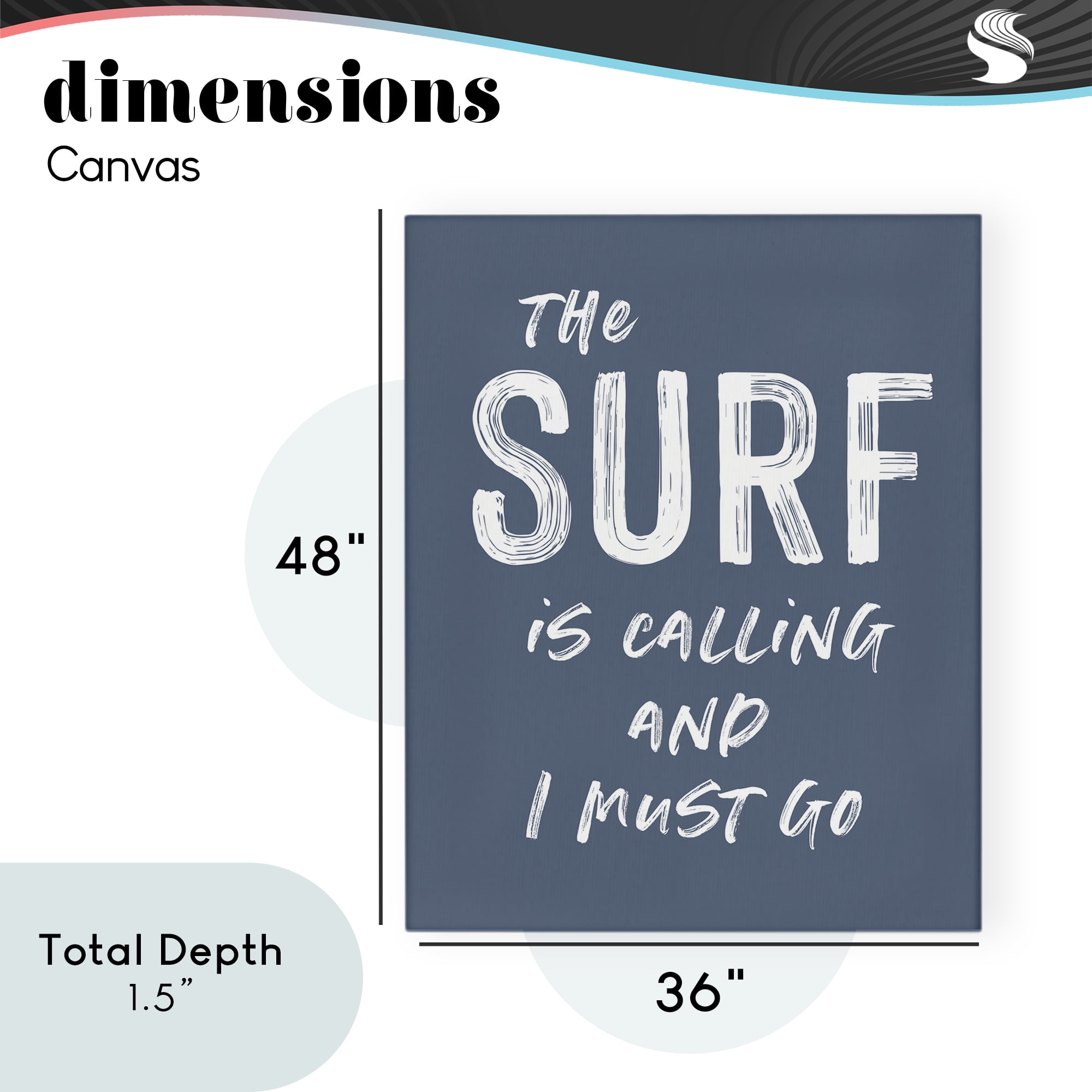 Surf Is Calling Must Go Canvas Wall Art, design by Lettered and Lined